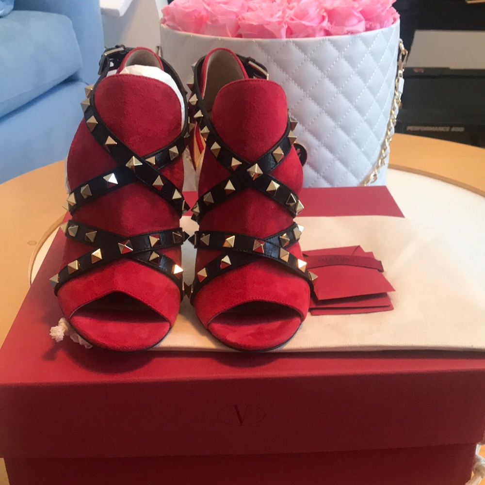 Valentino ankle heels red